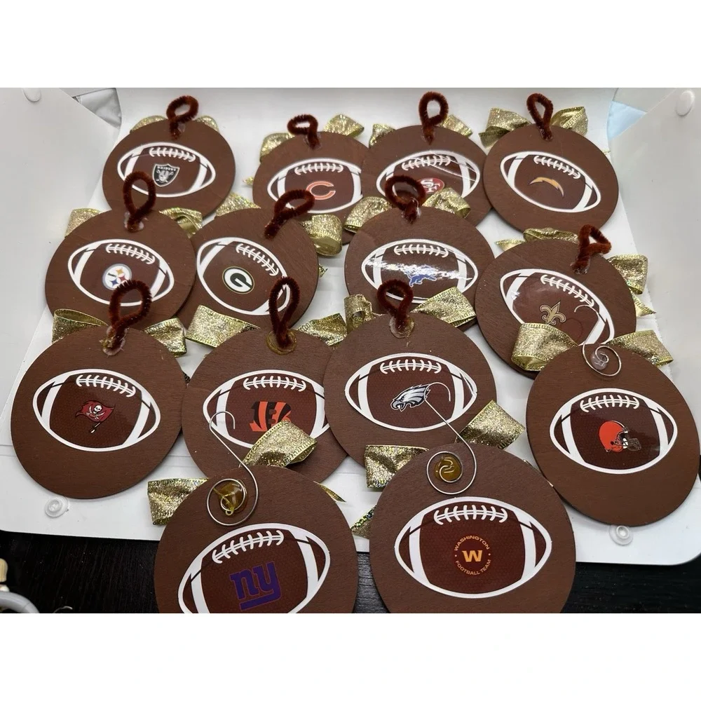 NFL Football Christmas Ornament Lot Mini Helmets Logo Ornaments‎ Gnome Holiday